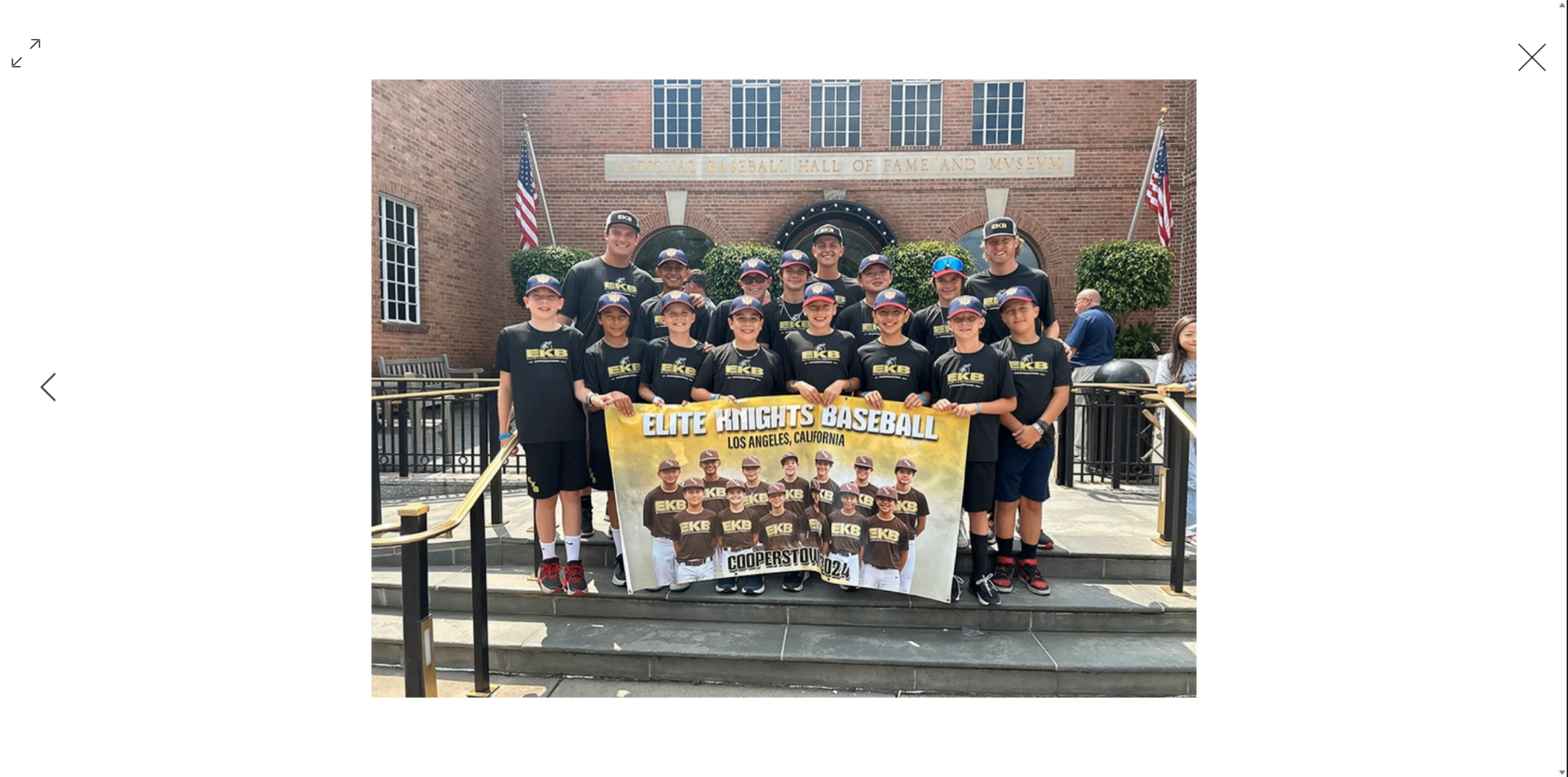 Elite Knights team at the National Baseball Hall of Fame in Cooperstown